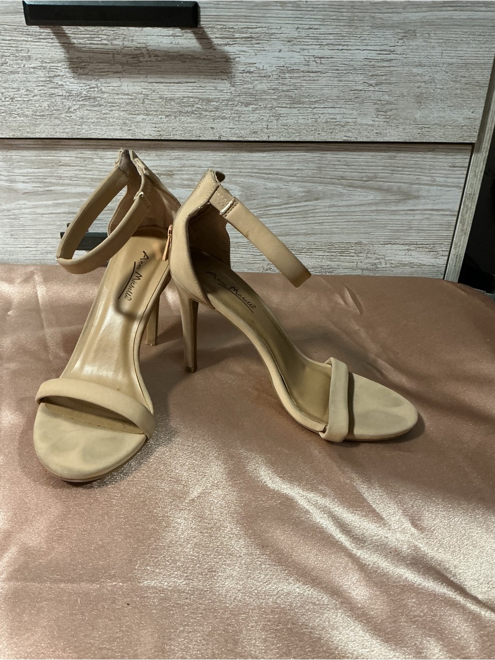 Ankle-Strap Nude Stiletto Heels